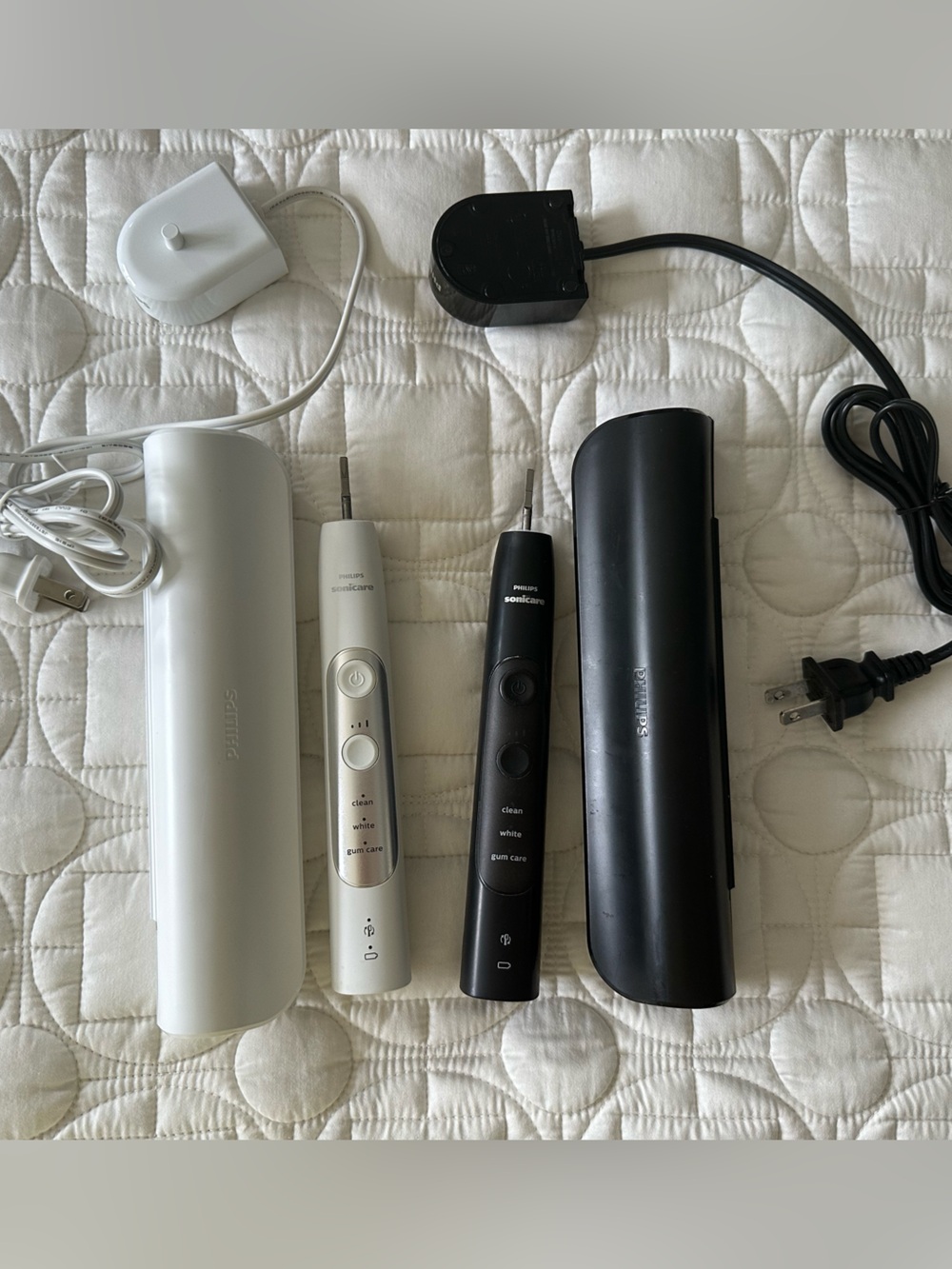 Philips Sonicare Electric Toothbrush Handles with Travel Cases - White & Black